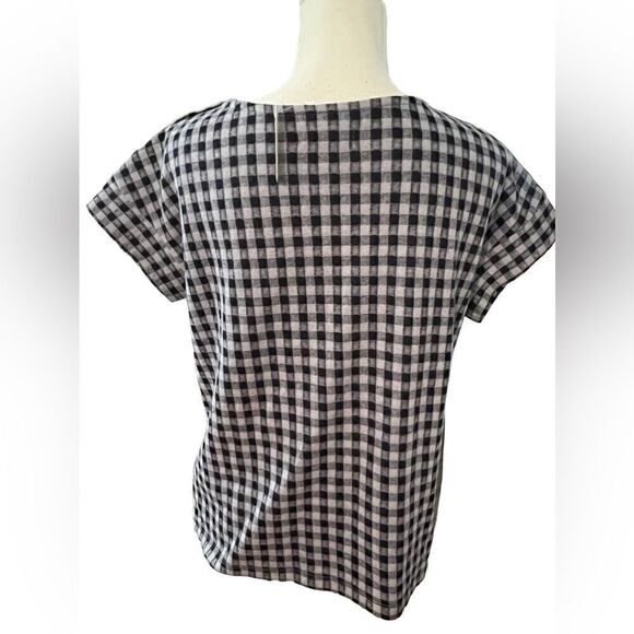MADEWELL Gingham Knit Seersucker Button-Shoulder Top in Faded Lavender - Picture 6 of 7